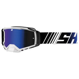 Motorcrossbril Shot Core blauw en wit met iridium plexi