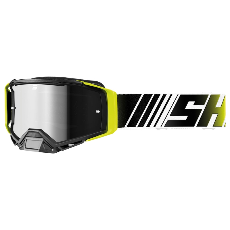 Motorcrossbril Shot Core fluo geel en wit met iridium plexi