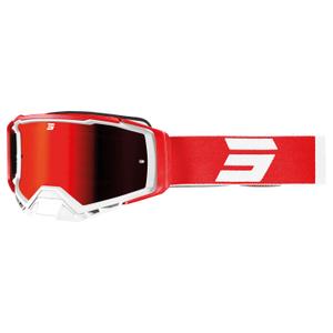 Motorcrossbril Shot Core rood en wit met iridium plexi