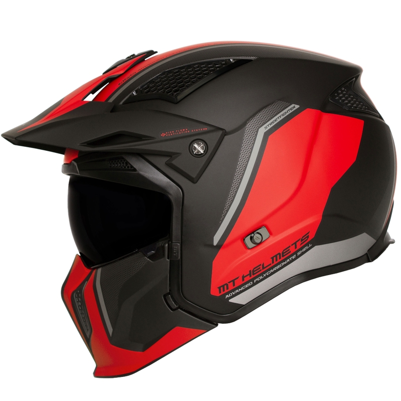 Open helm met masker MT Streetfighter SV S TWIN C5 zwart-rood