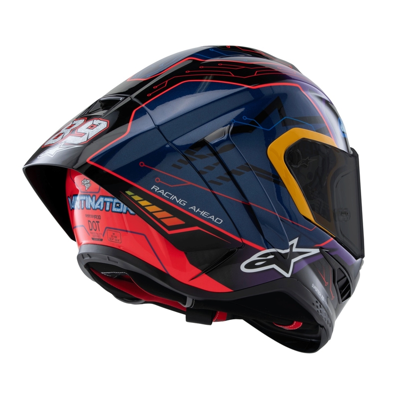 Alpinestars Supertech R-10 limited edition Martinator Jorge Martin blauw-paars-rood-geel integraal motorhelm