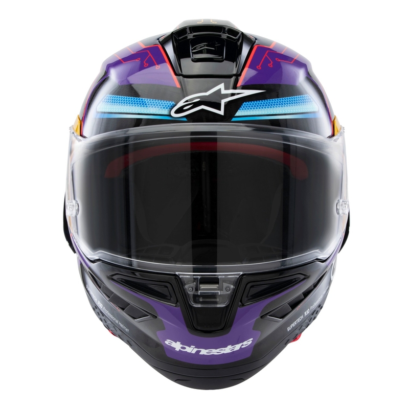 Alpinestars Supertech R-10 limited edition Martinator Jorge Martin blauw-paars-rood-geel integraal motorhelm