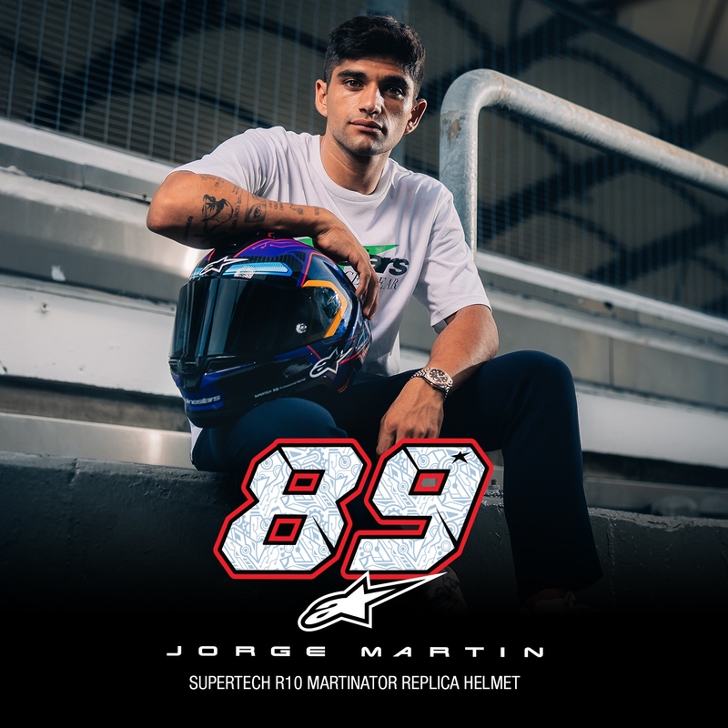 Alpinestars Supertech R-10 limited edition Martinator Jorge Martin blauw-paars-rood-geel integraal motorhelm