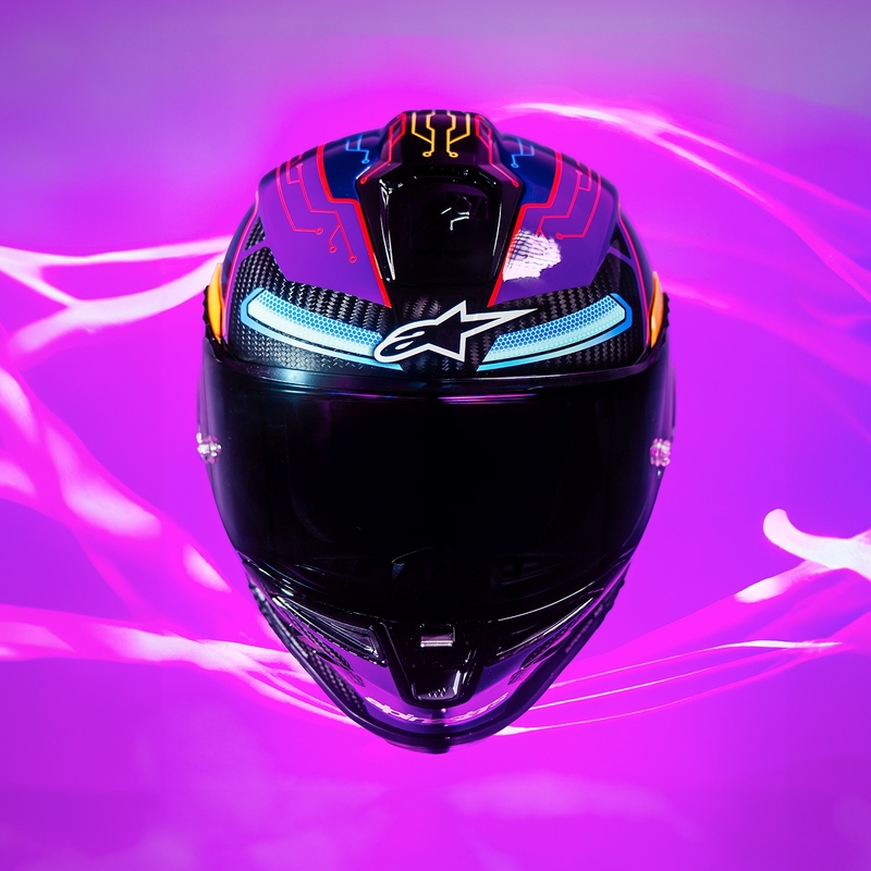 Alpinestars Supertech R-10 limited edition Martinator Jorge Martin blauw-paars-rood-geel integraal motorhelm