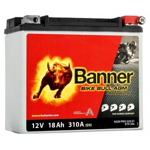 Onderhoudsvrije Banner Bike Bull AGM PRO 520 01/BETX20L - ETX20L 12V, 18Ah, 310A