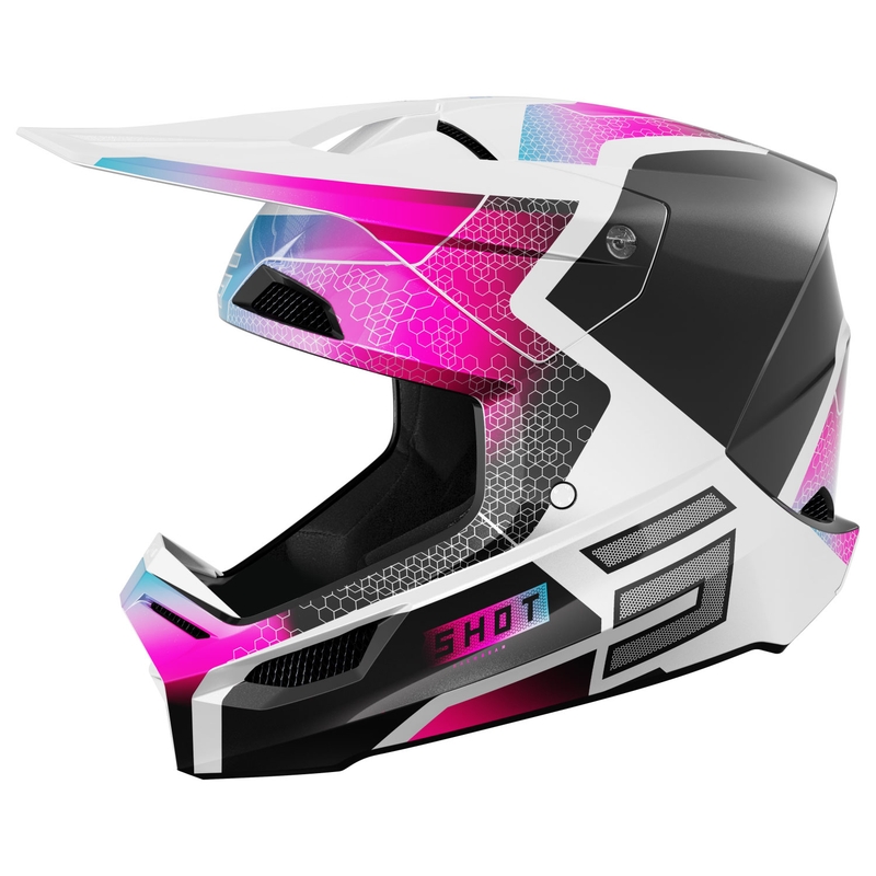 Kinder motorcrosshelm Shot Furious Phaser Zwart-Blauw-Roze