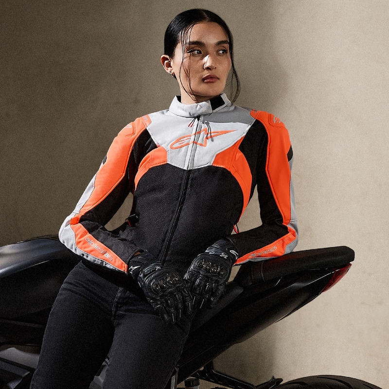 Alpinestars Stella T-Jaws 4 Waterdicht Zwart-Grijs-Fluorood Motorjas voor dames