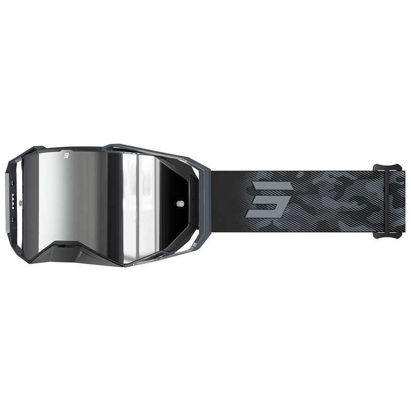 Motorcrossbril Shot Lite Patrol grijs met zilver iridium plexi