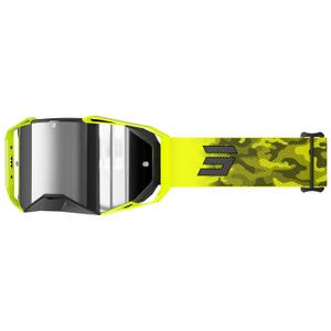 Motorcrossbril Shot Lite Patrol fluo geel met zilver iridium plexi
