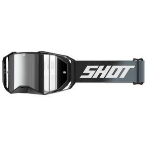 Motorcrossbril Shot Lite Stevig zwart met zilverkleurig iridium plexi