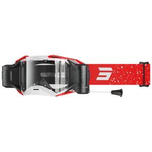 Motorcrossbril Shot Lite Roll-Off Mist rood met helder plexi