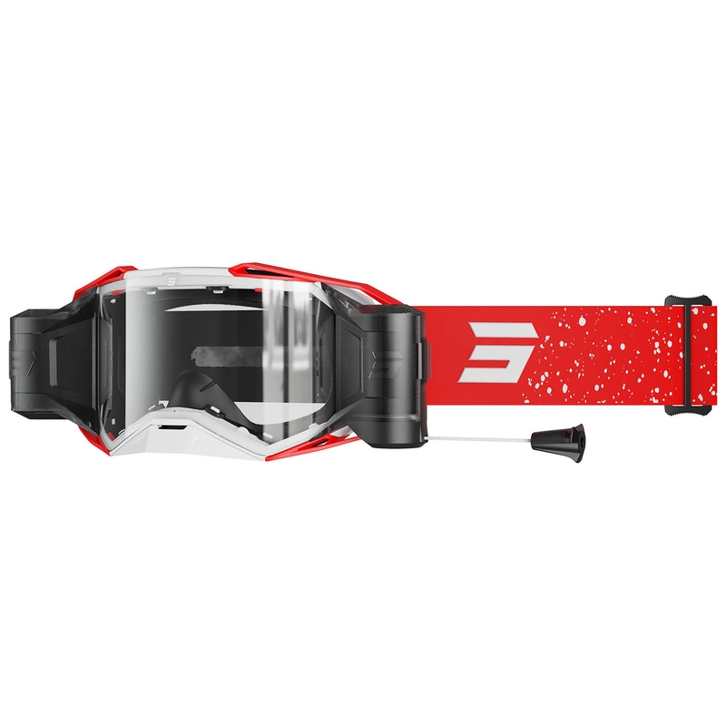 Motorcrossbril Shot Lite Roll-Off Mist rood met helder plexi