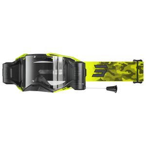 Motorcrossbril Shot Lite Roll-Off Patrol fluo geel met helder plexi