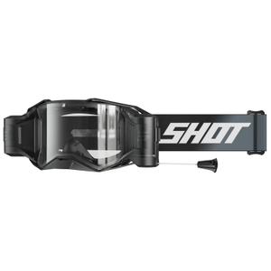 Motorcrossbril Shot Lite Roll-Off Stevig zwart met helder plexi