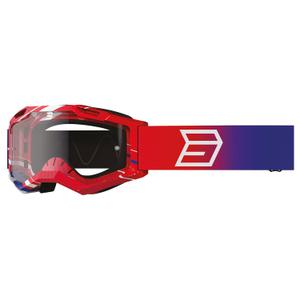 Kinder motorcrossbril Shot Rocket Kid 2.0 drop patriot met helder plexi