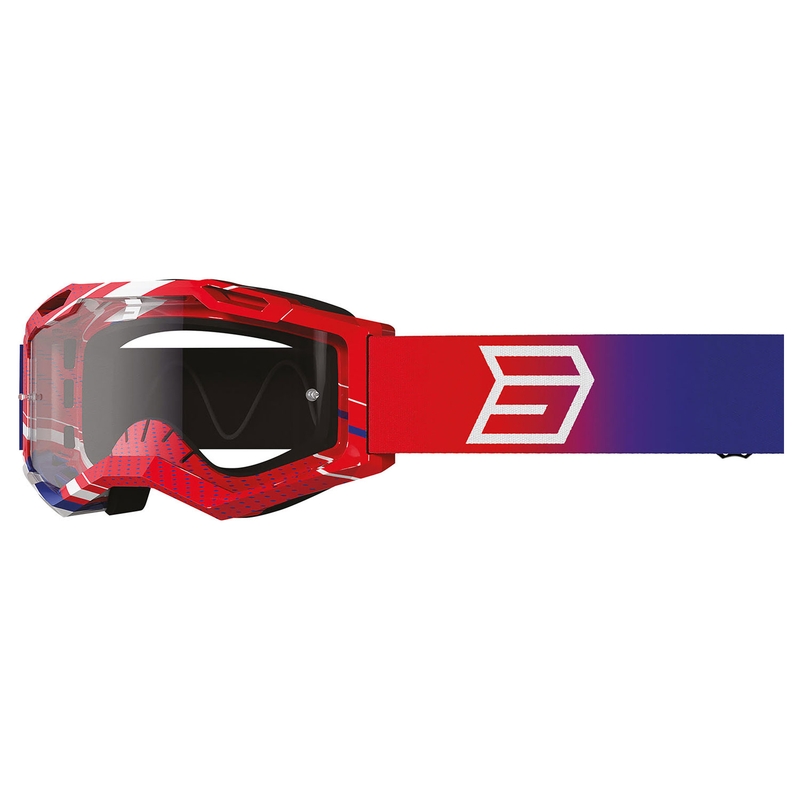 Kinder motorcrossbril Shot Rocket Kid 2.0 drop patriot met helder plexi