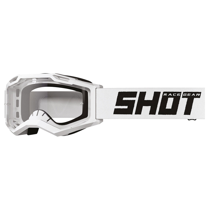 Kinder motorcrossbril Shot Rocket Kid 2.0 effen wit met helder plexi