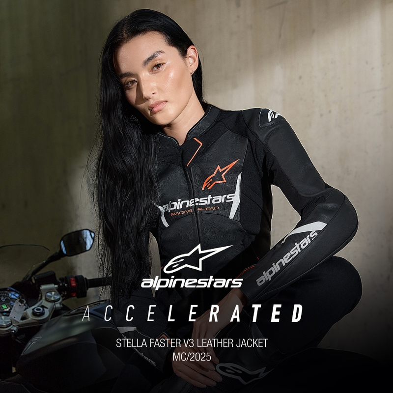Alpinestars Stella Faster 3 Leren Motorjack Zwart-Wit-Fluorood voor dames