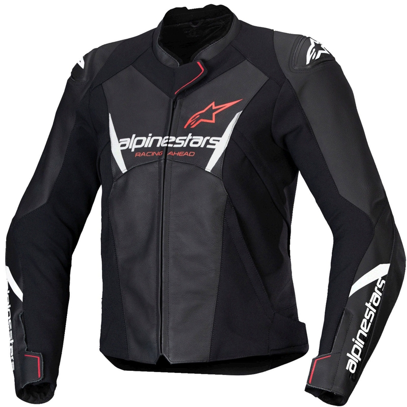 Alpinestars Stella Faster 3 Leren Motorjack Zwart-Wit-Fluorood voor dames