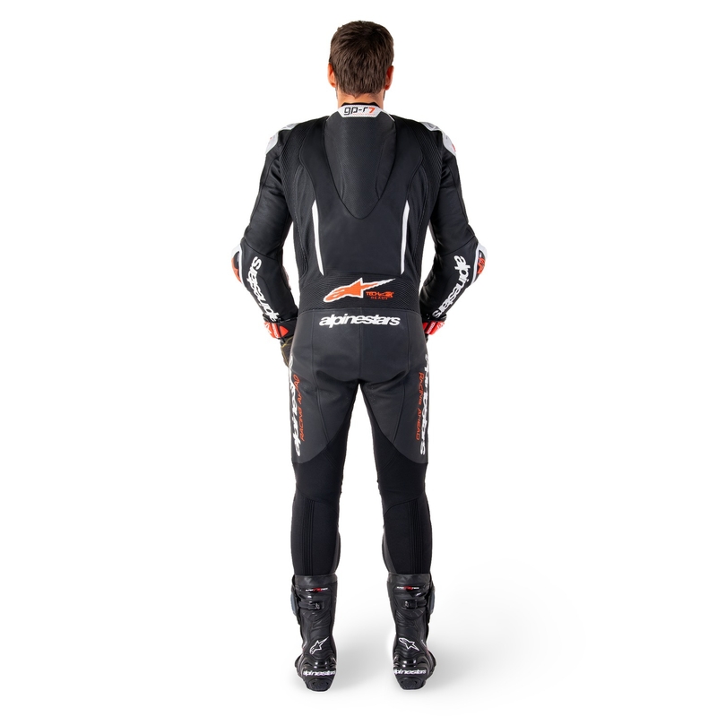 Alpinestars GP-R7 Tech-Air voorbereid/compatibel zwart-wit-fluorood eendelig lederen motorpak