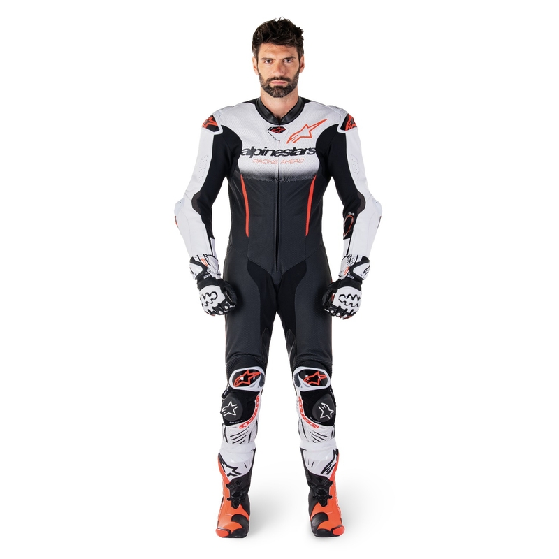 Alpinestars GP-R7 Tech-Air klaar/compatibel wit-zwart-fluorood eendelig lederen pak