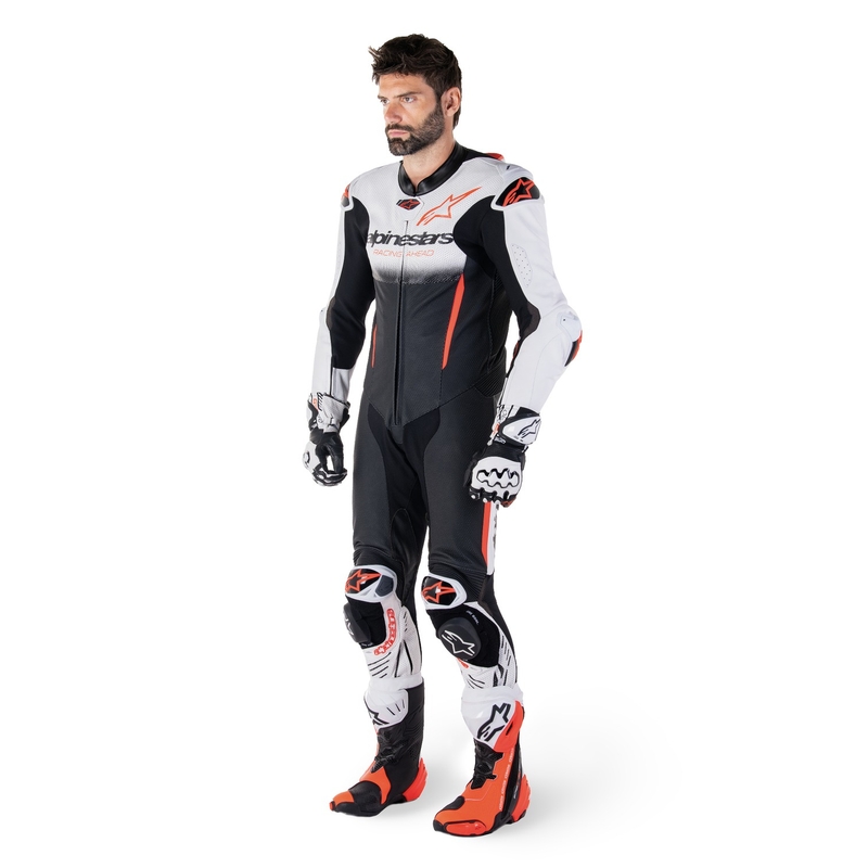 Alpinestars GP-R7 Tech-Air klaar/compatibel wit-zwart-fluorood eendelig lederen pak