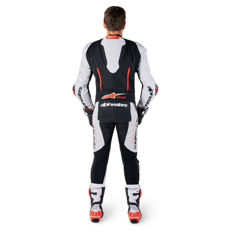 Alpinestars GP-R7 Tech-Air klaar/compatibel wit-zwart-fluorood eendelig lederen pak