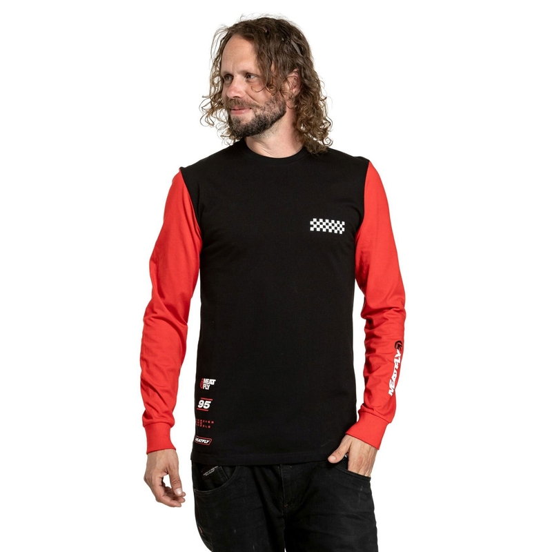 T-shirt lange mouw Meatfly Appex zwart-rood
