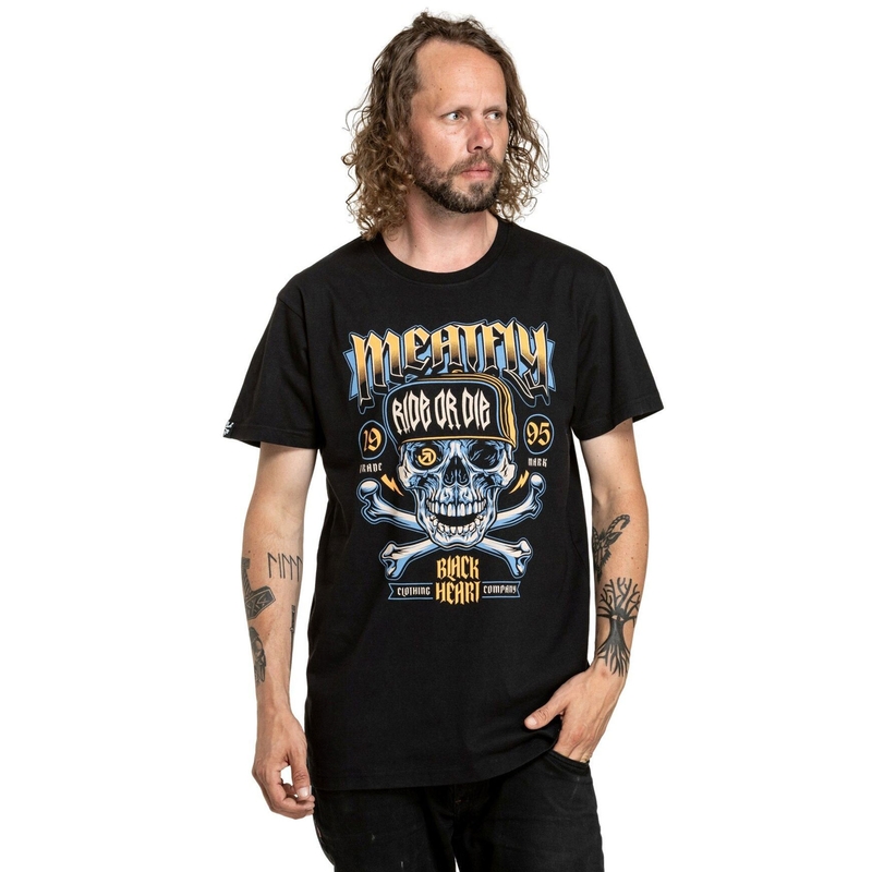 T-shirt Meatfly Whiskey Crossbones zwart