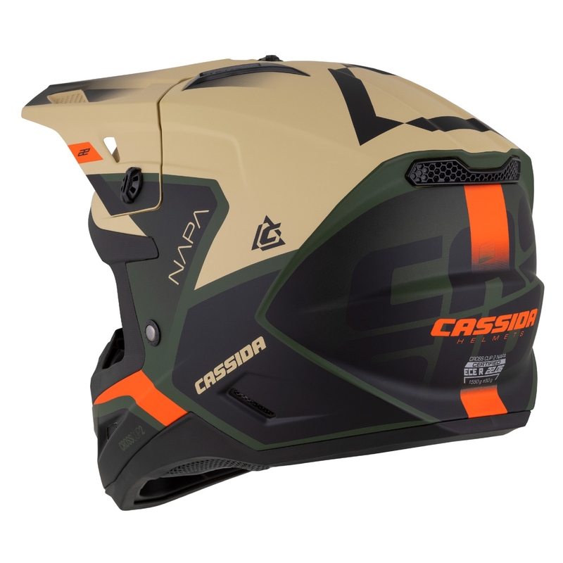 Cassida Cross Cup 2 Napa motorcrosshelm mat zandgroen-oranje-zwart
