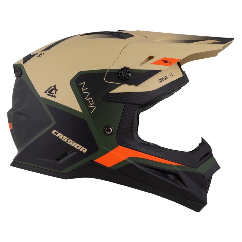 Cassida Cross Cup 2 Napa motorcrosshelm mat zandgroen-oranje-zwart