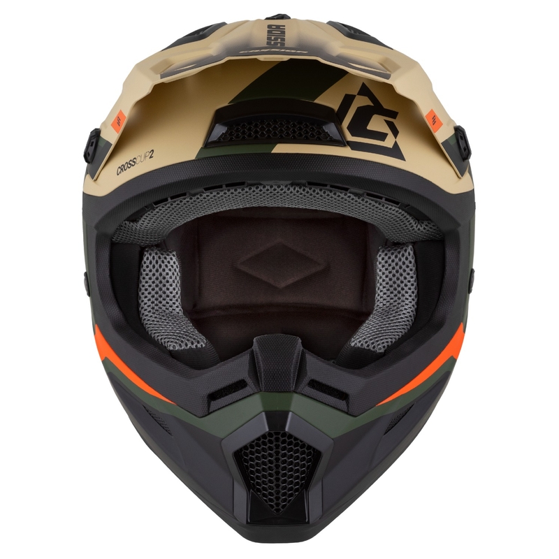 Cassida Cross Cup 2 Napa motorcrosshelm mat zandgroen-oranje-zwart
