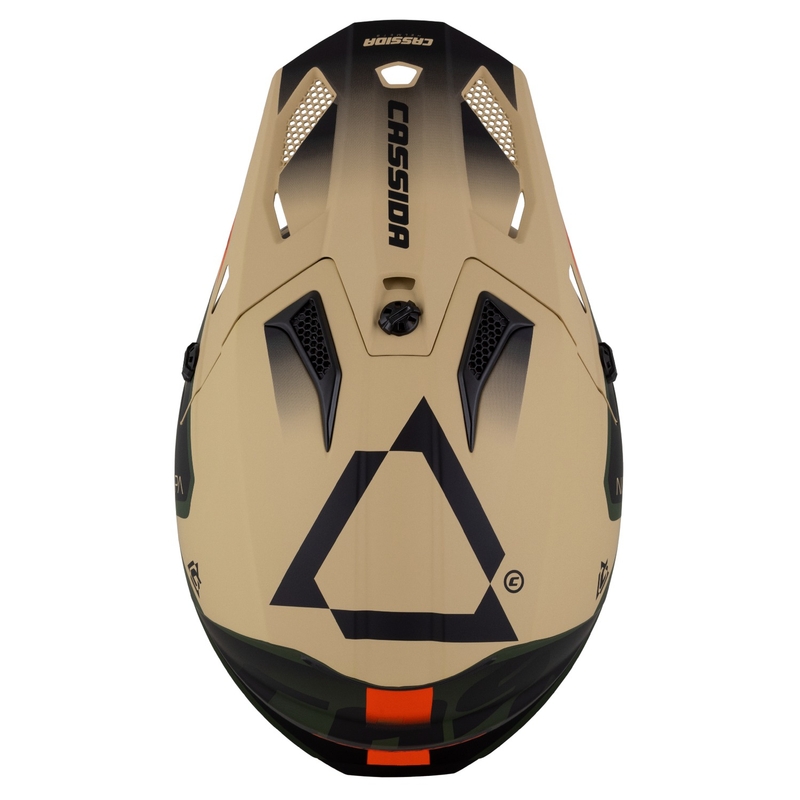 Cassida Cross Cup 2 Napa motorcrosshelm mat zandgroen-oranje-zwart