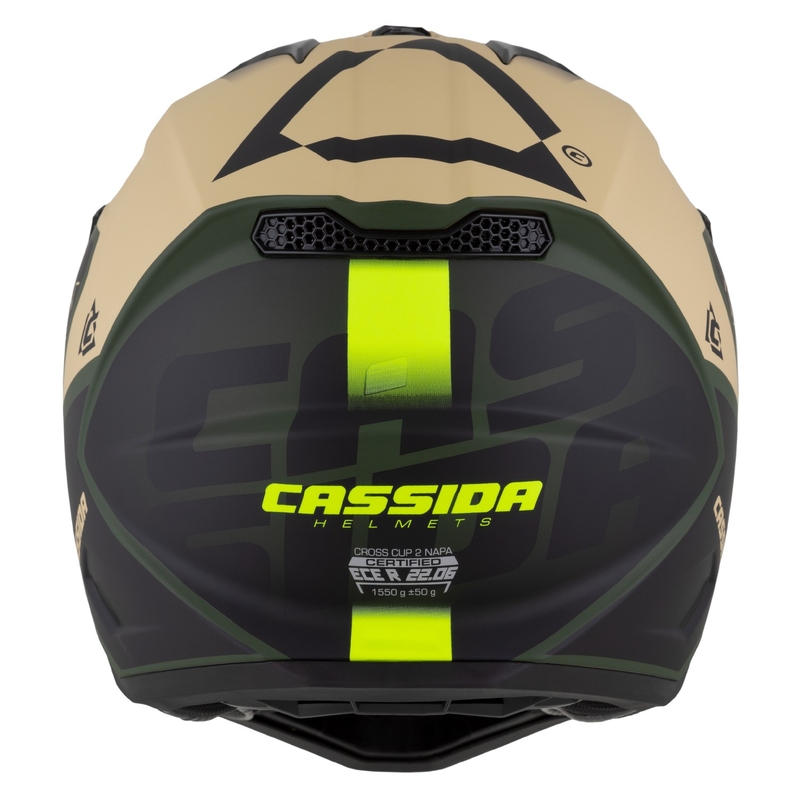 Cassida Cross Cup 2 Napa motorcrosshelm mat zand-groen-fluo geel-zwart