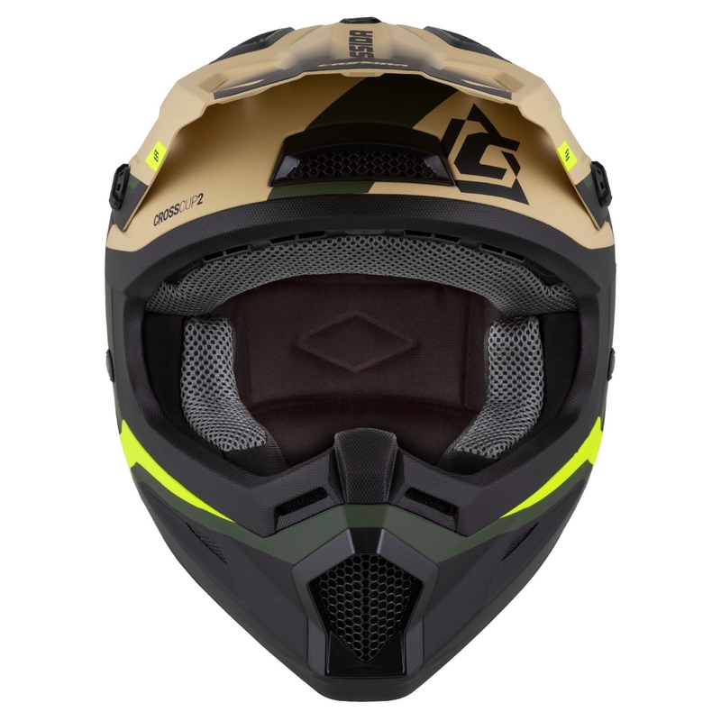 Cassida Cross Cup 2 Napa motorcrosshelm mat zand-groen-fluo geel-zwart