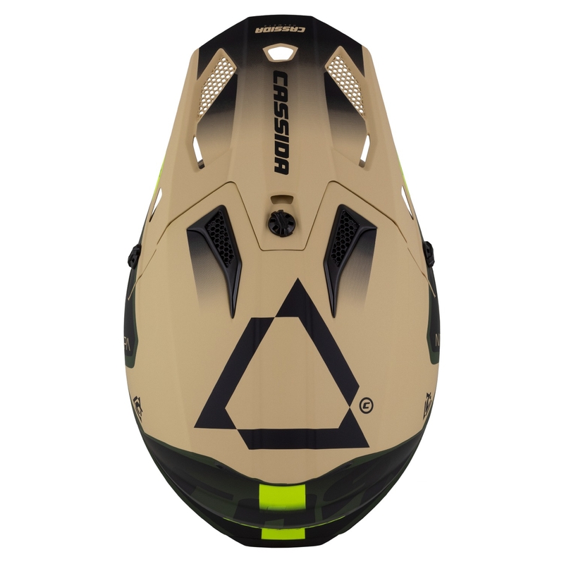Cassida Cross Cup 2 Napa motorcrosshelm mat zand-groen-fluo geel-zwart