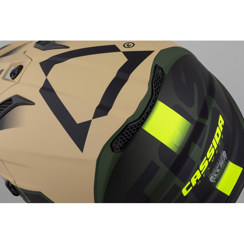 Cassida Cross Cup 2 Napa motorcrosshelm mat zand-groen-fluo geel-zwart