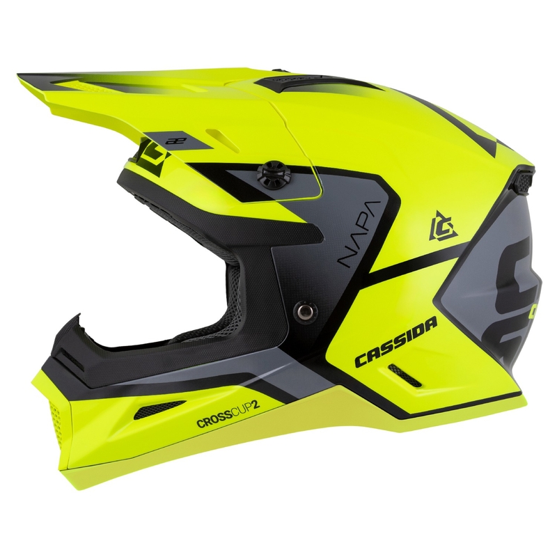 Cassida Cross Cup 2 Napa fluorgeel-zwart-parelgrijs motorcrosshelm