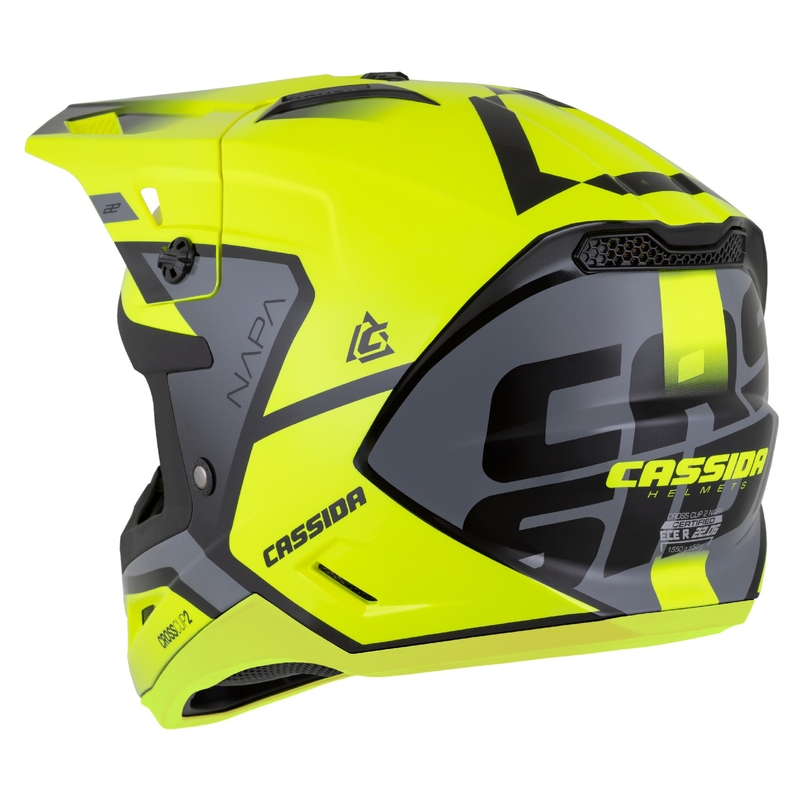 Cassida Cross Cup 2 Napa fluorgeel-zwart-parelgrijs motorcrosshelm
