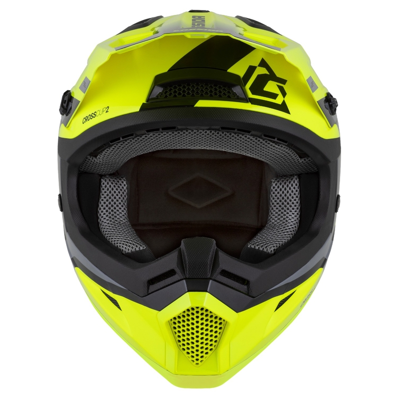 Cassida Cross Cup 2 Napa fluorgeel-zwart-parelgrijs motorcrosshelm