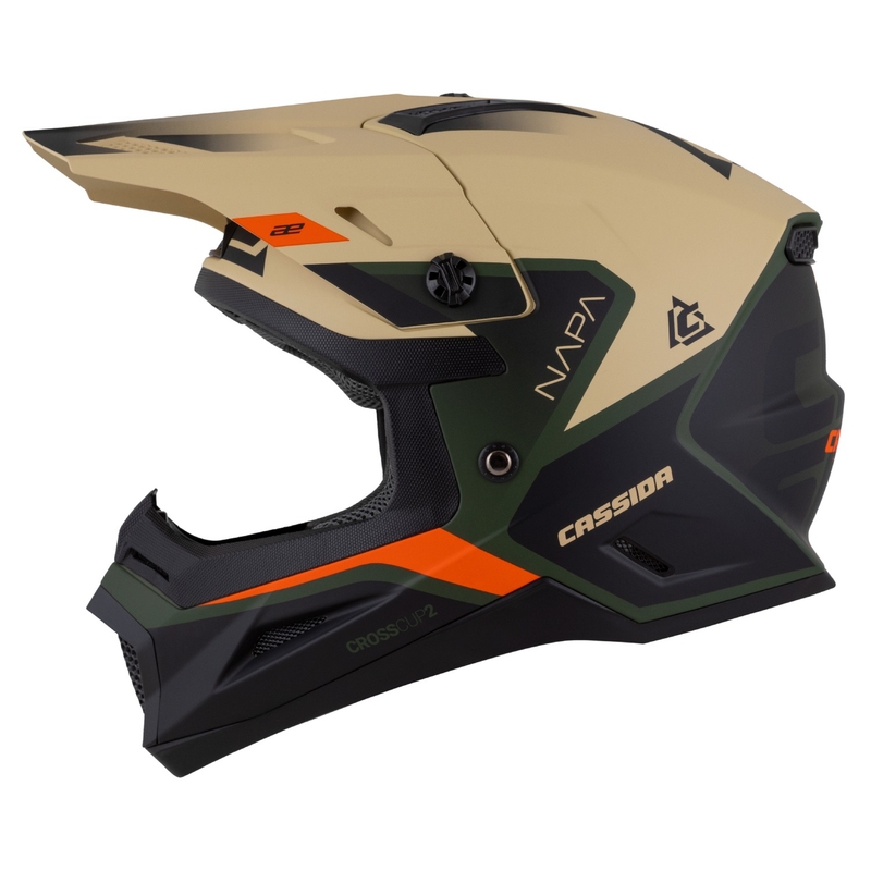 Kinder motorcrosshelm Cassida Cross Cup 2 Napa mat zandgroen-oranje-zwart