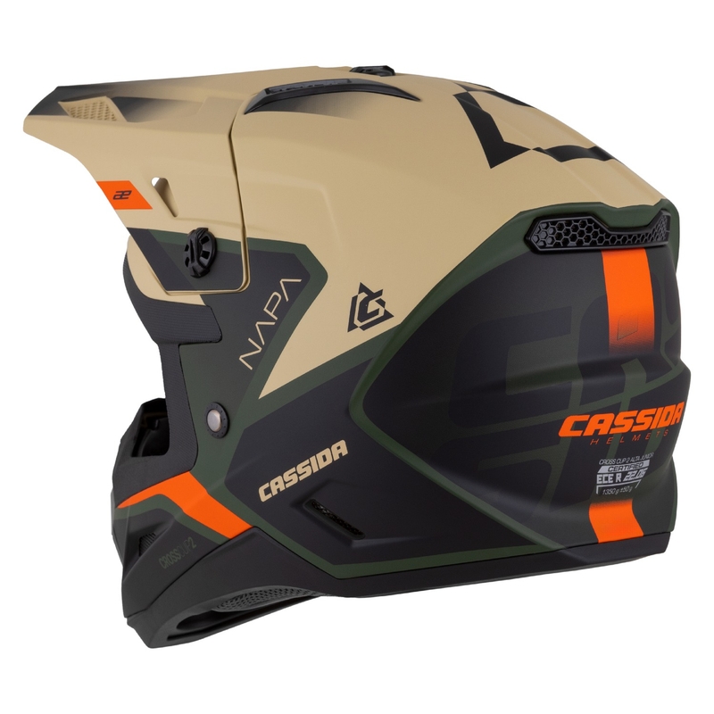 Kinder motorcrosshelm Cassida Cross Cup 2 Napa mat zandgroen-oranje-zwart