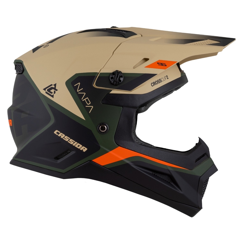 Kinder motorcrosshelm Cassida Cross Cup 2 Napa mat zandgroen-oranje-zwart