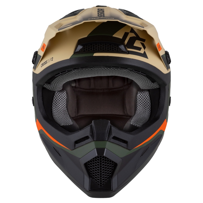 Kinder motorcrosshelm Cassida Cross Cup 2 Napa mat zandgroen-oranje-zwart