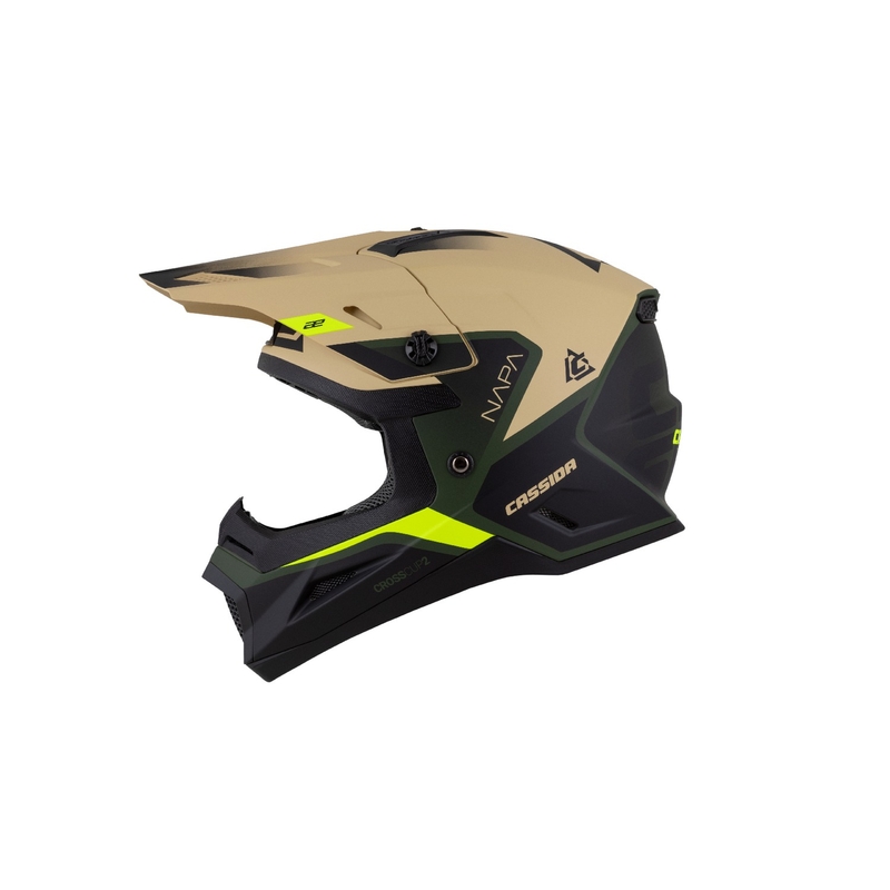 Kinder motorcrosshelm Cassida Cross Cup 2 Napa mat zand-groen-fluo geel-zwart