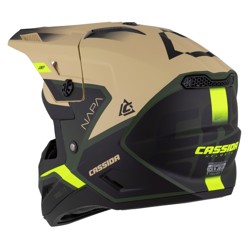 Kinder motorcrosshelm Cassida Cross Cup 2 Napa mat zand-groen-fluo geel-zwart