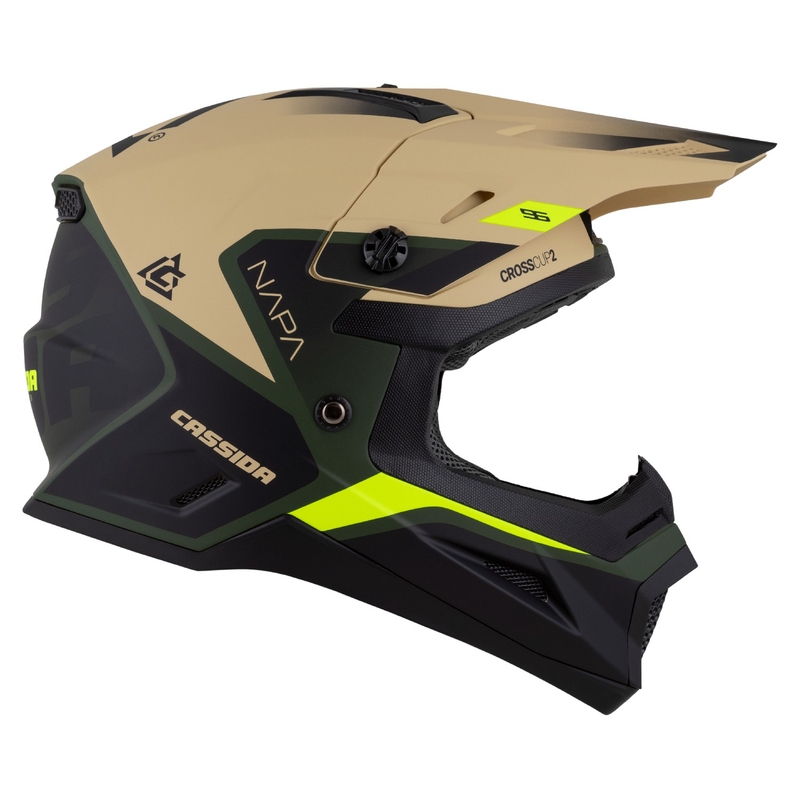 Kinder motorcrosshelm Cassida Cross Cup 2 Napa mat zand-groen-fluo geel-zwart