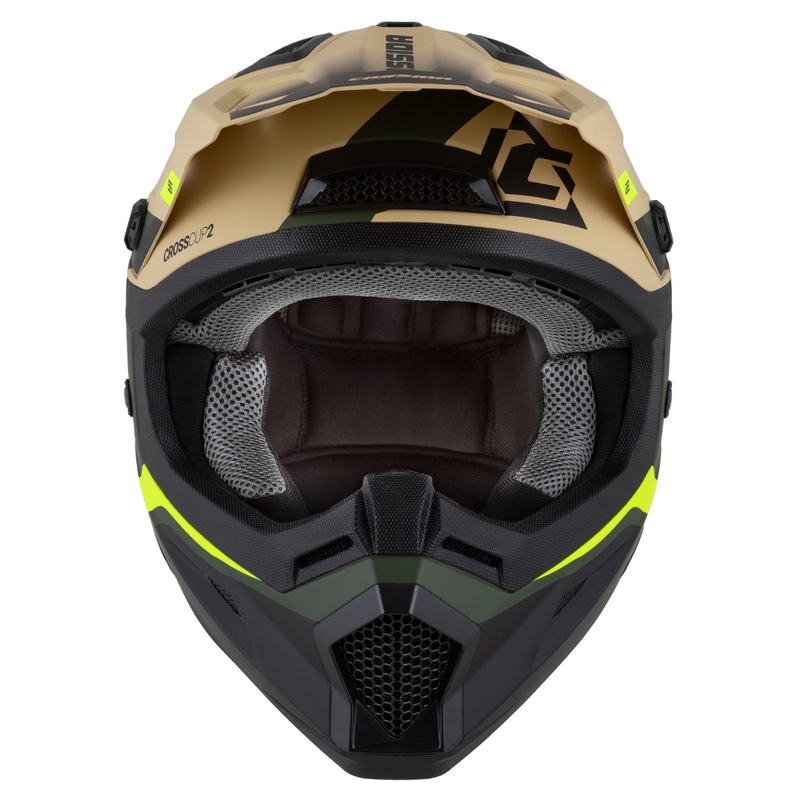 Kinder motorcrosshelm Cassida Cross Cup 2 Napa mat zand-groen-fluo geel-zwart