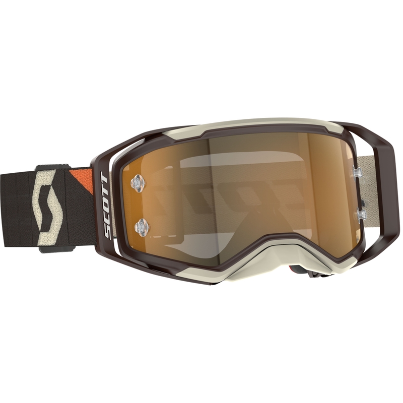 Motorcrossbril SCOTT Prospect 2.0 AMP donkerbruin-beige met gouden plexi