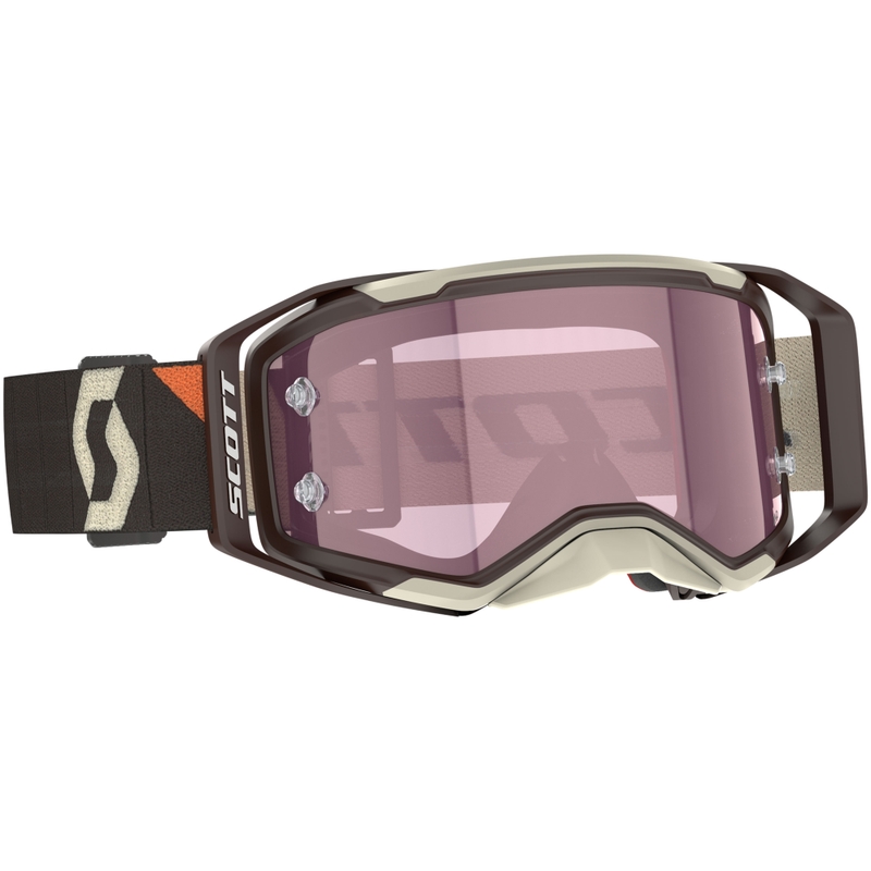 Motorcrossbril SCOTT Prospect 2.0 AMP donkerbruin-beige met roze plexi